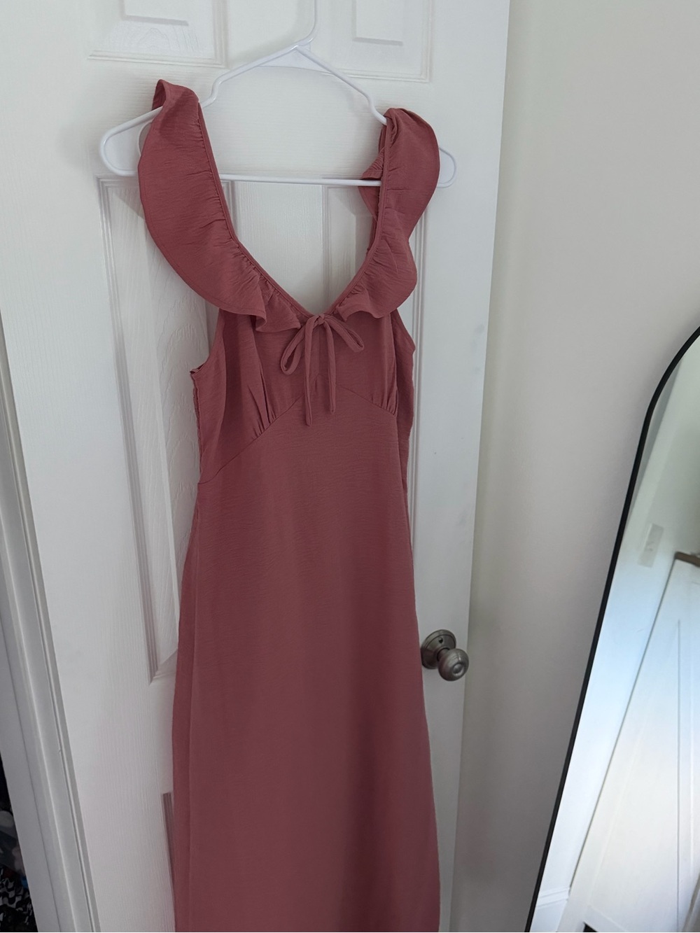 Monteau Dusty Rose Ruffle Strap Maxi Dress